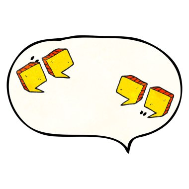 konuşma dokulu kabarcık karikatür tırnak işaretleri