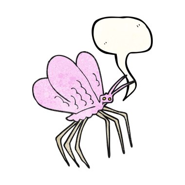 konuşma balonu dokulu karikatür kelebek