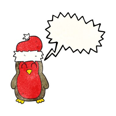 konuşma balonu dokulu karikatür Noel robin