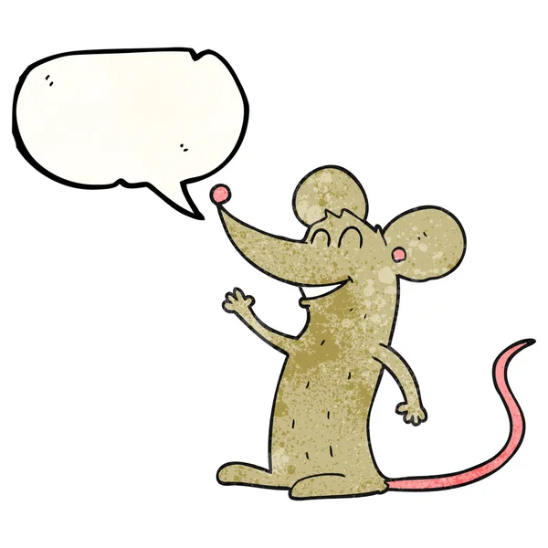 Speech bubble textured cartoon mouse — Stock Vector