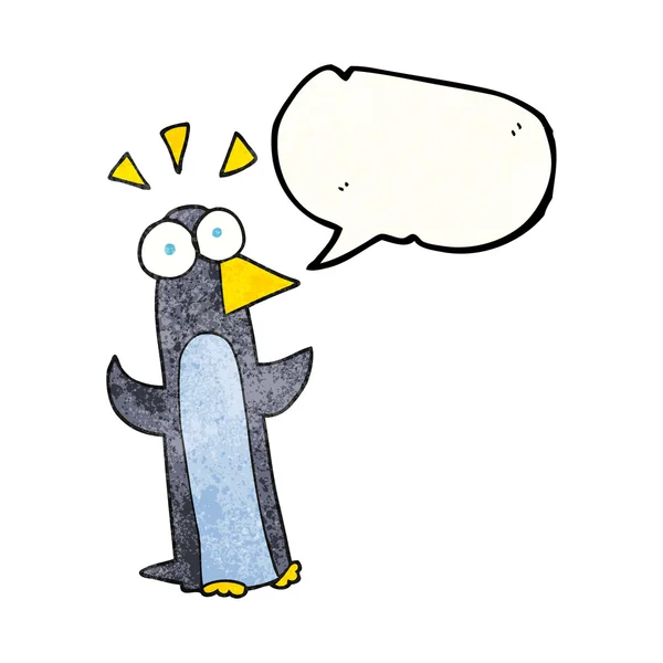 Discurso burbuja textura dibujos animados sorprendido pingüino — Archivo Imágenes Vectoriales