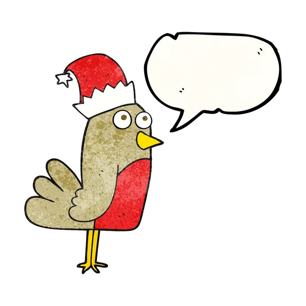 Fala bolha texturizado cartoon natal robin — Vetor de Stock
