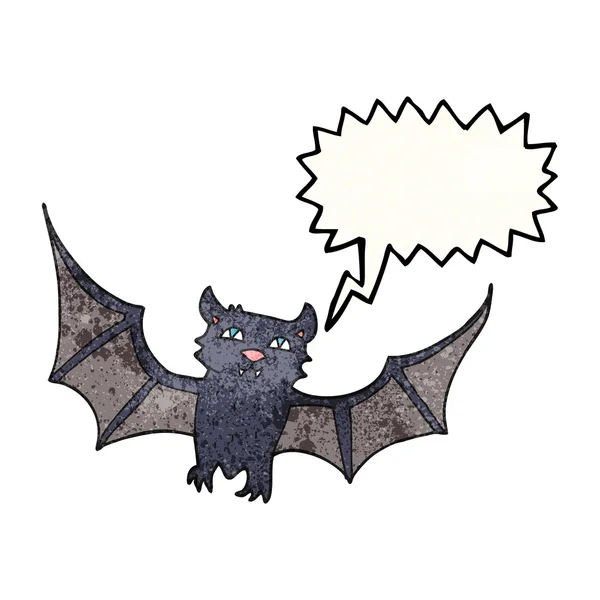 Discorso bolla strutturato cartone animato halloween pipistrello — Vettoriale Stock