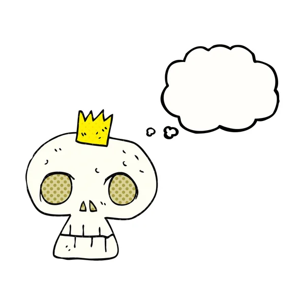 Gedankenblase Cartoon Totenkopf mit Krone — Stockvektor