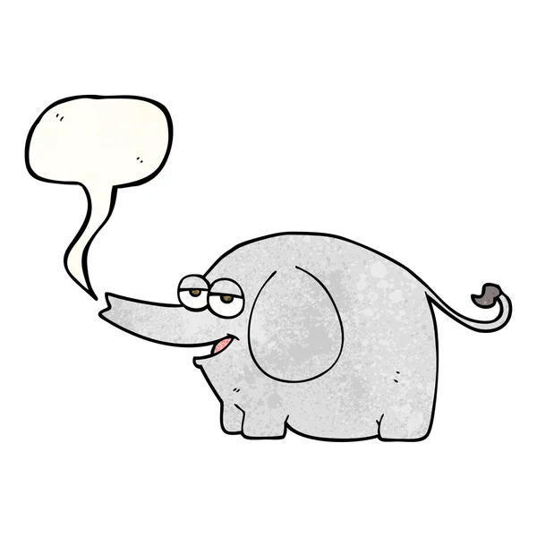 Speech bubble textured cartoon elephant squirting water — Stock Vector