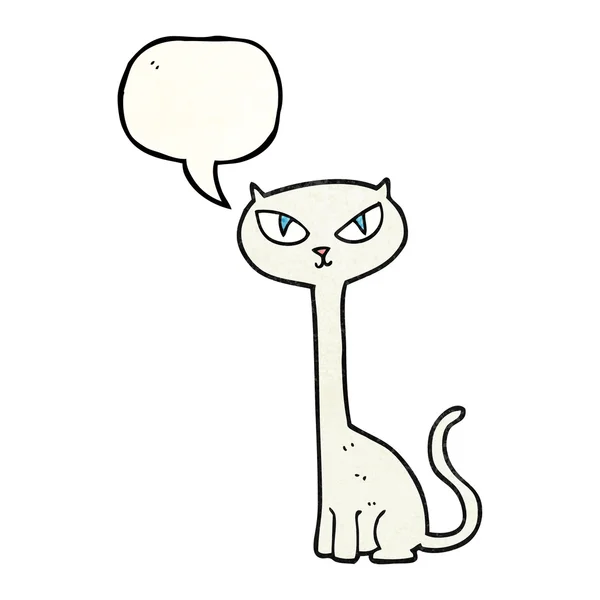 Sprechblase texturierte Karikatur Katze — Stockvektor