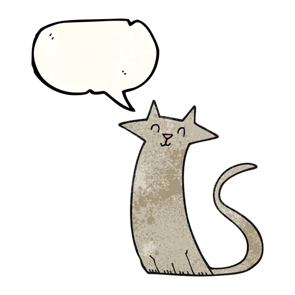 Sprechblase texturierte Karikatur Katze — Stockvektor