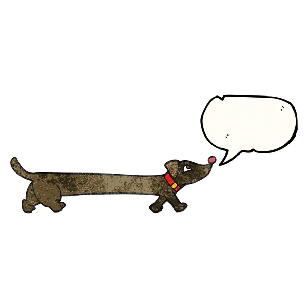 Speech bubble textured cartoon dachshund — Stock Vector