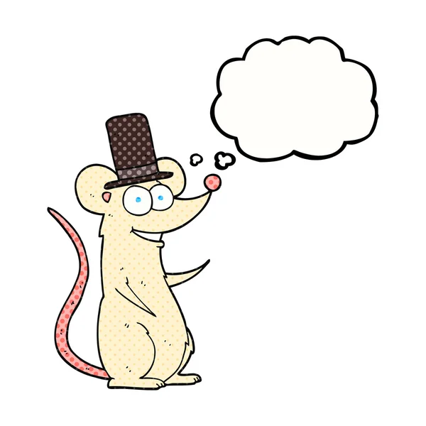 Ratón de dibujos animados burbuja pensamiento en sombrero de copa — Archivo Imágenes Vectoriales