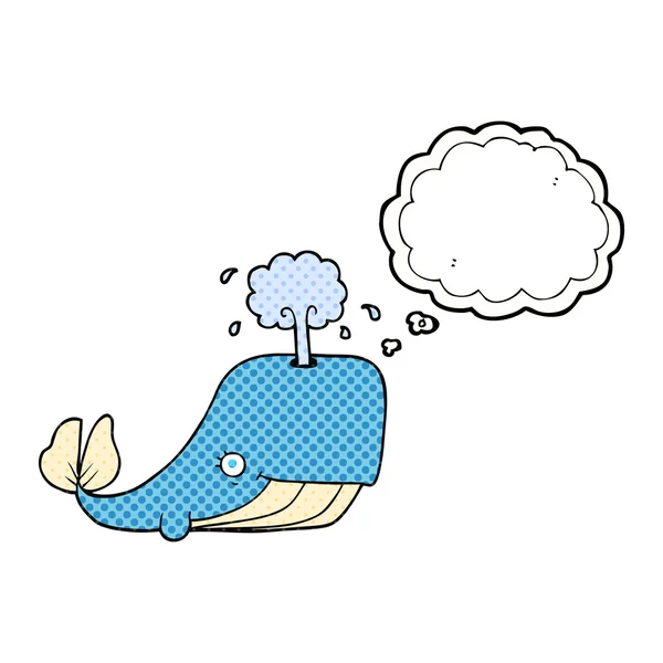 Pensamiento burbuja dibujos animados ballena chorro de agua — Archivo Imágenes Vectoriales