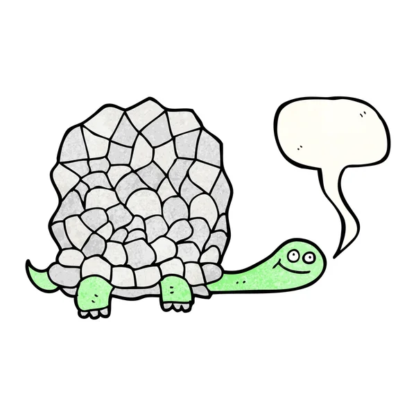 Speech bubble textured cartoon tortoise — Stock Vector