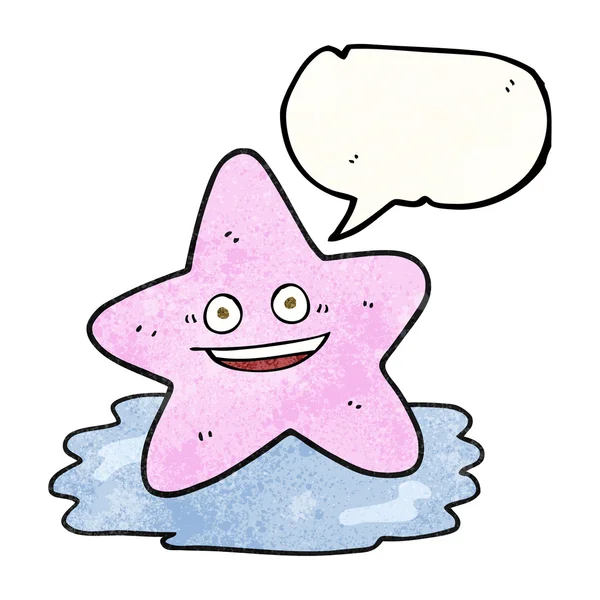 Speech bubble textured cartoon starfish — Stock Vector