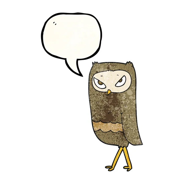 Tal bubbla texturerat cartoon owl — Stock vektor