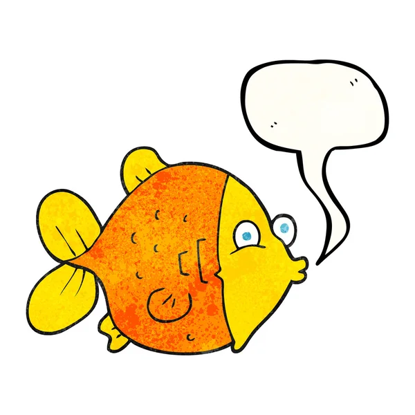 Parole bulle texturé dessin animé drôle poisson — Image vectorielle