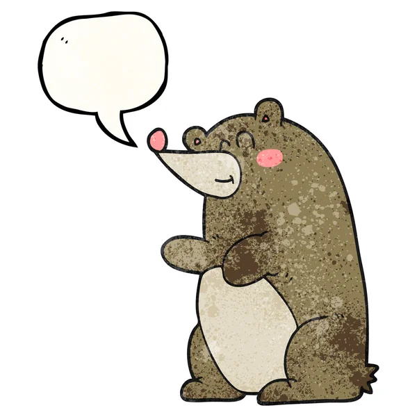 Discorso bolla testurizzato cartone animato orso — Vettoriale Stock