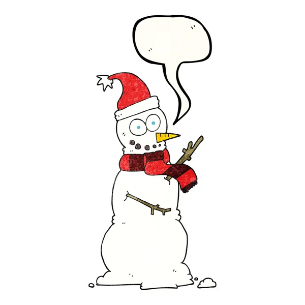 Konuşma balonu dokulu karikatür kardan adam — Stok Vektör
