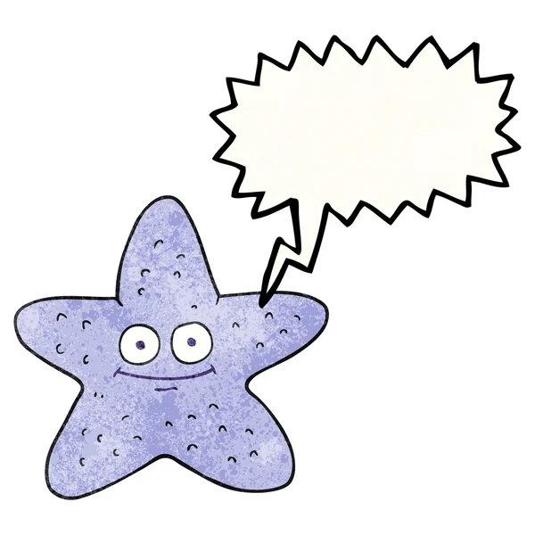 Toespraak bubble getextureerde cartoon starfish — Stockvector