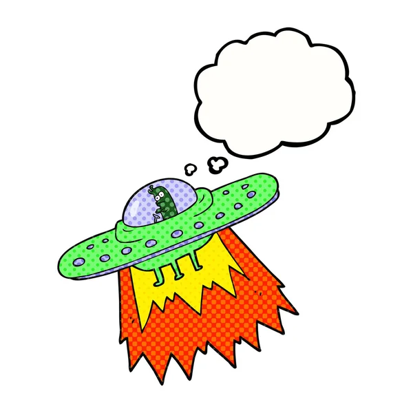 Pensamiento burbuja dibujos animados ufo — Archivo Imágenes Vectoriales