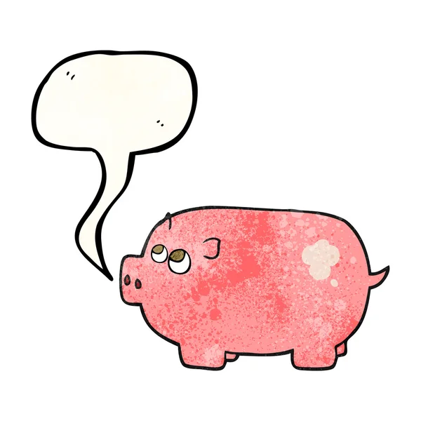 Sprechblase texturierte Cartoon Sparschwein — Stockvektor