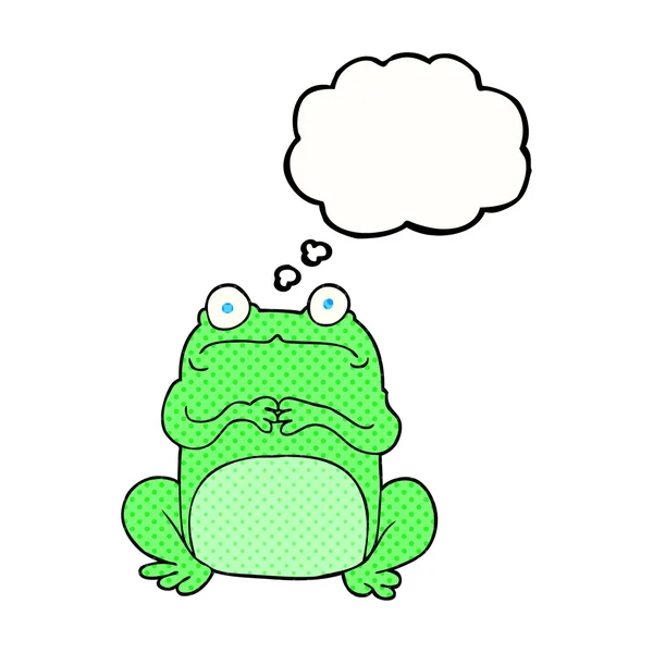 Thought bubble cartoon nervous frog — Stock Vector