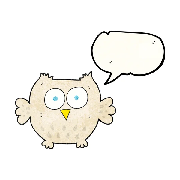 Speech bubble textured cartoon happy owl — Stock Vector