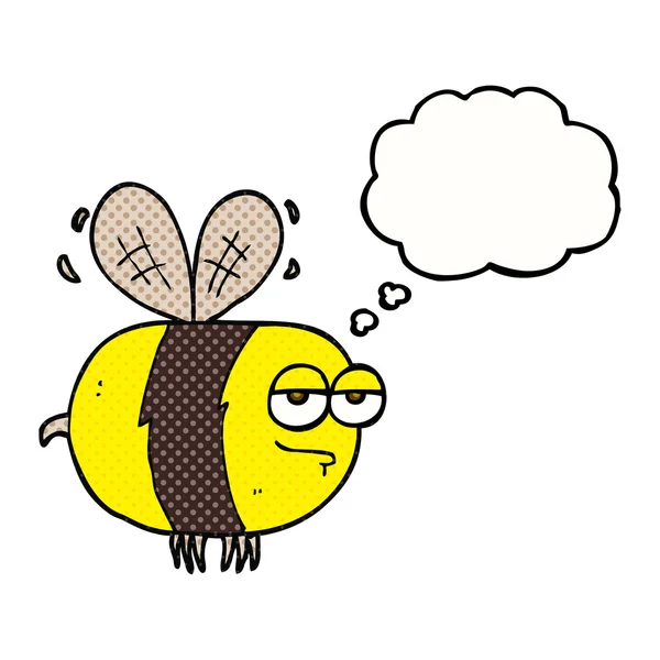 Pensiero bolla cartone animato infelice ape — Vettoriale Stock