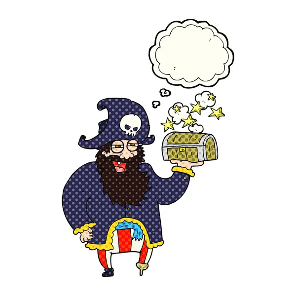 以为泡沫卡通海盗船长的藏宝箱 — 图库矢量图片