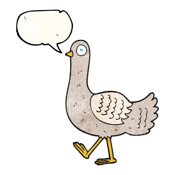 Discorso bolla strutturato cartone animato piccione — Vettoriale Stock