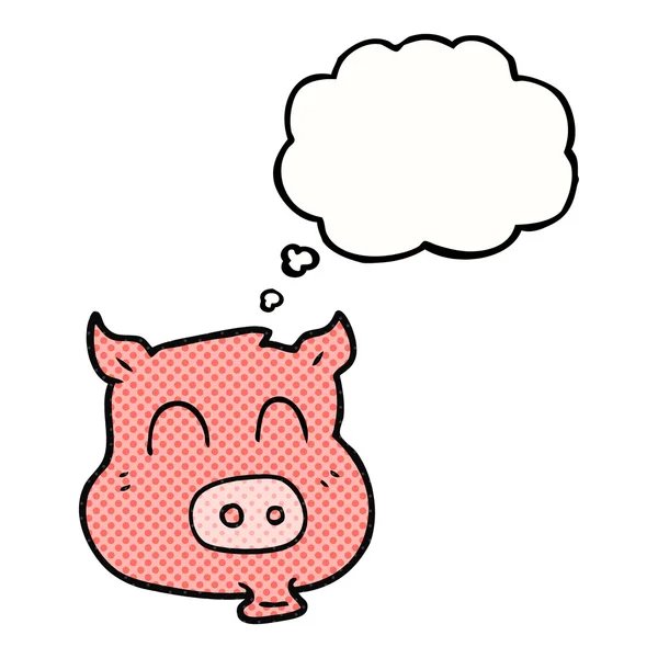 Pensamiento burbuja de dibujos animados cerdo — Vector de stock