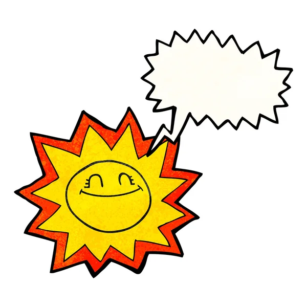 Happy texture speech bubble cartoon sun — Stock Vector