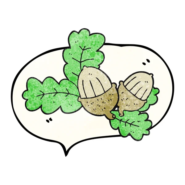 Текстурированные карикатурные желуди и листья — стоковый вектор