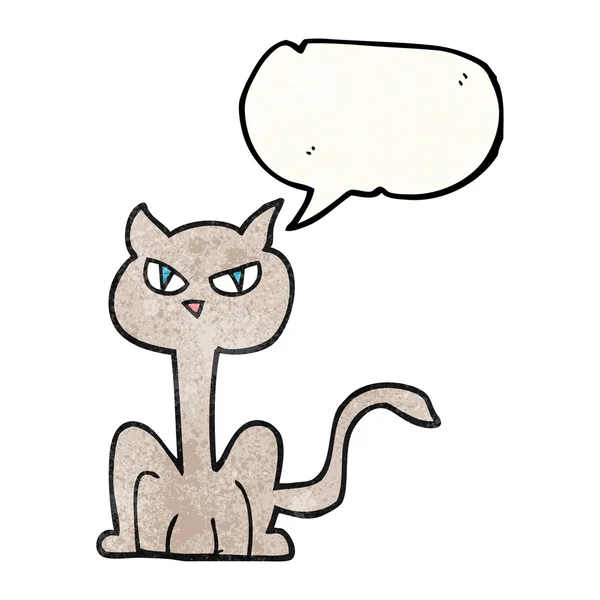 Konuşma balonu dokulu karikatür kızgın kedi — Stok Vektör