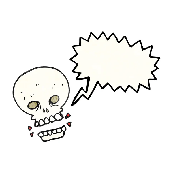 Speech bubble textured cartoon scary skull — Stock Vector