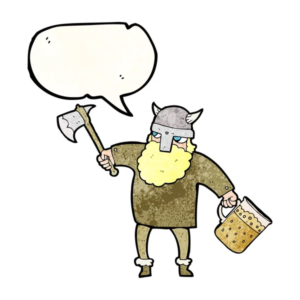 Konuşma balonu dokulu karikatür viking sarhoş — Stok Vektör