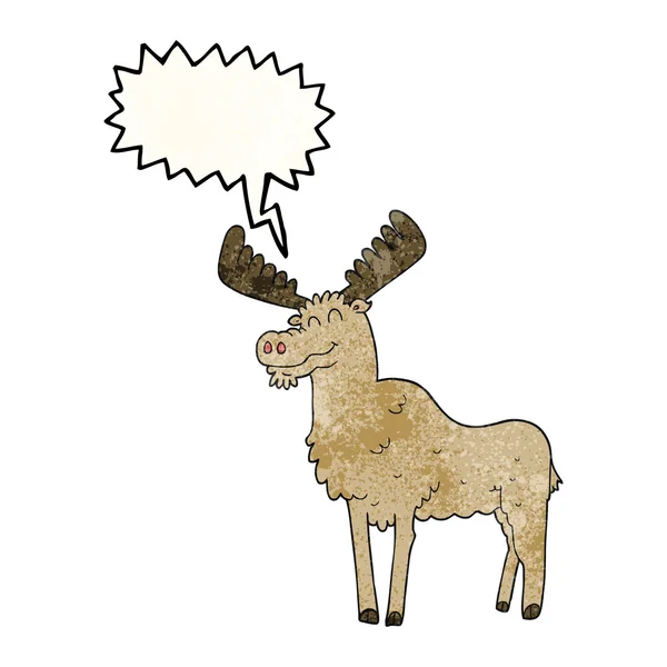Speech bubble textured cartoon moose — Stock Vector
