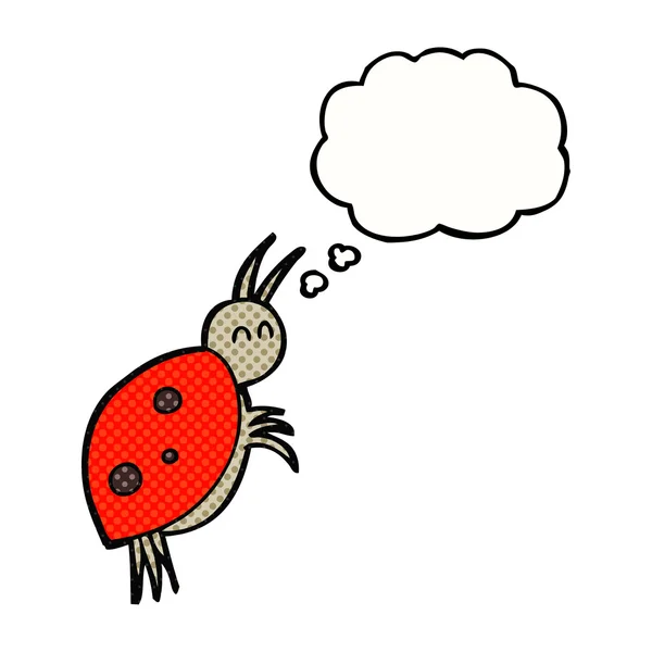 Pensée bulle dessin animé coccinelle — Image vectorielle