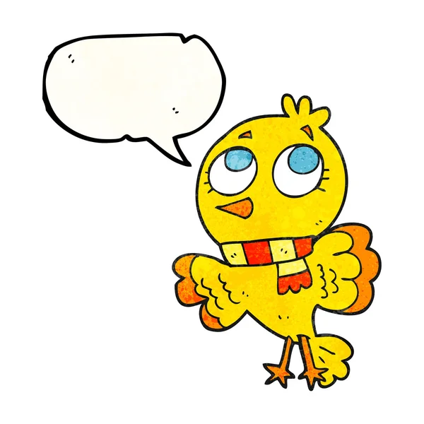 Cute speech bubble textured cartoon bird — Stock Vector