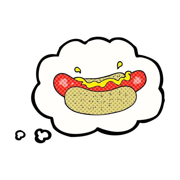 Gedachte zeepbel cartoon hotdog — Stockvector