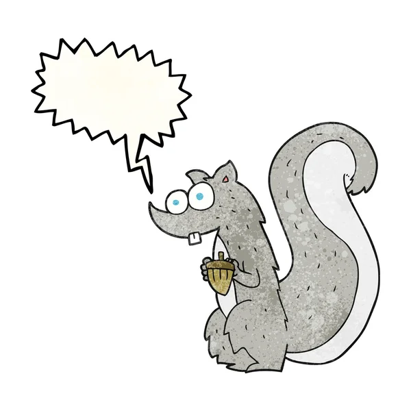 Σκίουρος ελαστικοποιημένων γελοιογραφία φούσκα ομιλία με καρύδι — Διανυσματικό Αρχείο