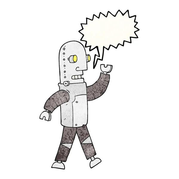 Speech bubble robot kartun bertekstur - Stok Vektor