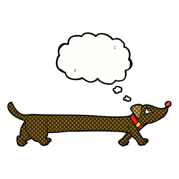 Pensamiento burbuja de dibujos animados dachshund — Vector de stock