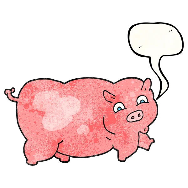 Sprechblase texturierte Cartoon-Schwein — Stockvektor