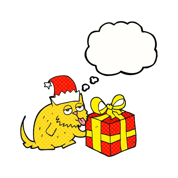 思考バブル漫画猫のプレゼント — ストックベクタ