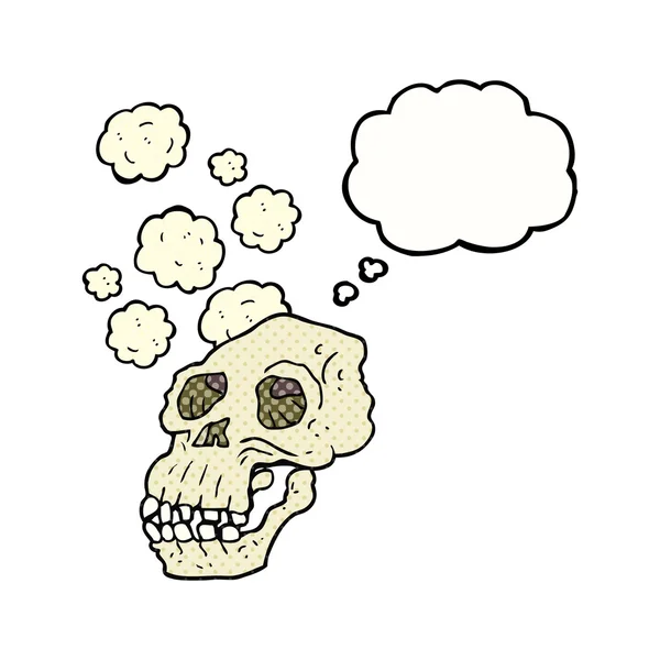 Pensée bulle dessin animé crâne antique — Image vectorielle