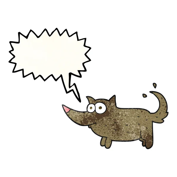 Discurso burbuja textura dibujos animados perro meneando cola — Vector de stock