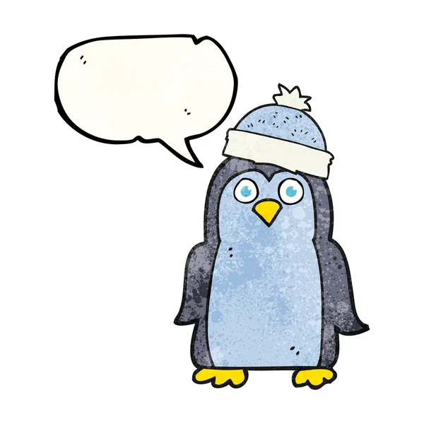 Sprechblase texturierter Cartoon-Pinguin — Stockvektor