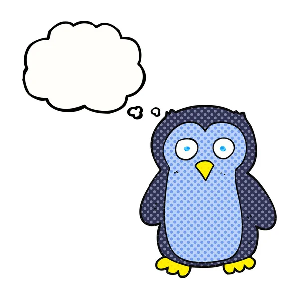 Pingüino de dibujos animados burbuja pensamiento — Archivo Imágenes Vectoriales