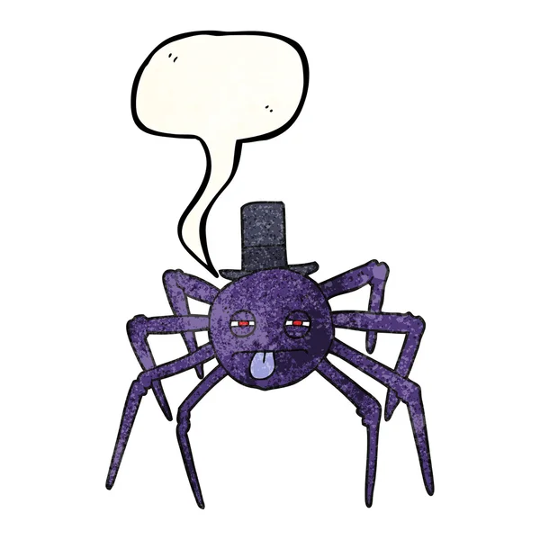 Mowy Bańka teksturowanej kreskówka halloween pająk w top hat — Wektor stockowy