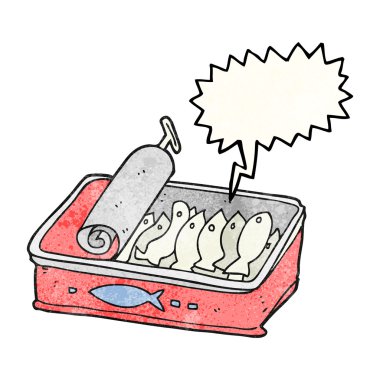 konuşma balonu dokulu karikatür sardalye konservesi