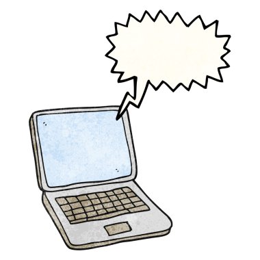 konuşma balonu dokulu karikatür dizüstü bilgisayar